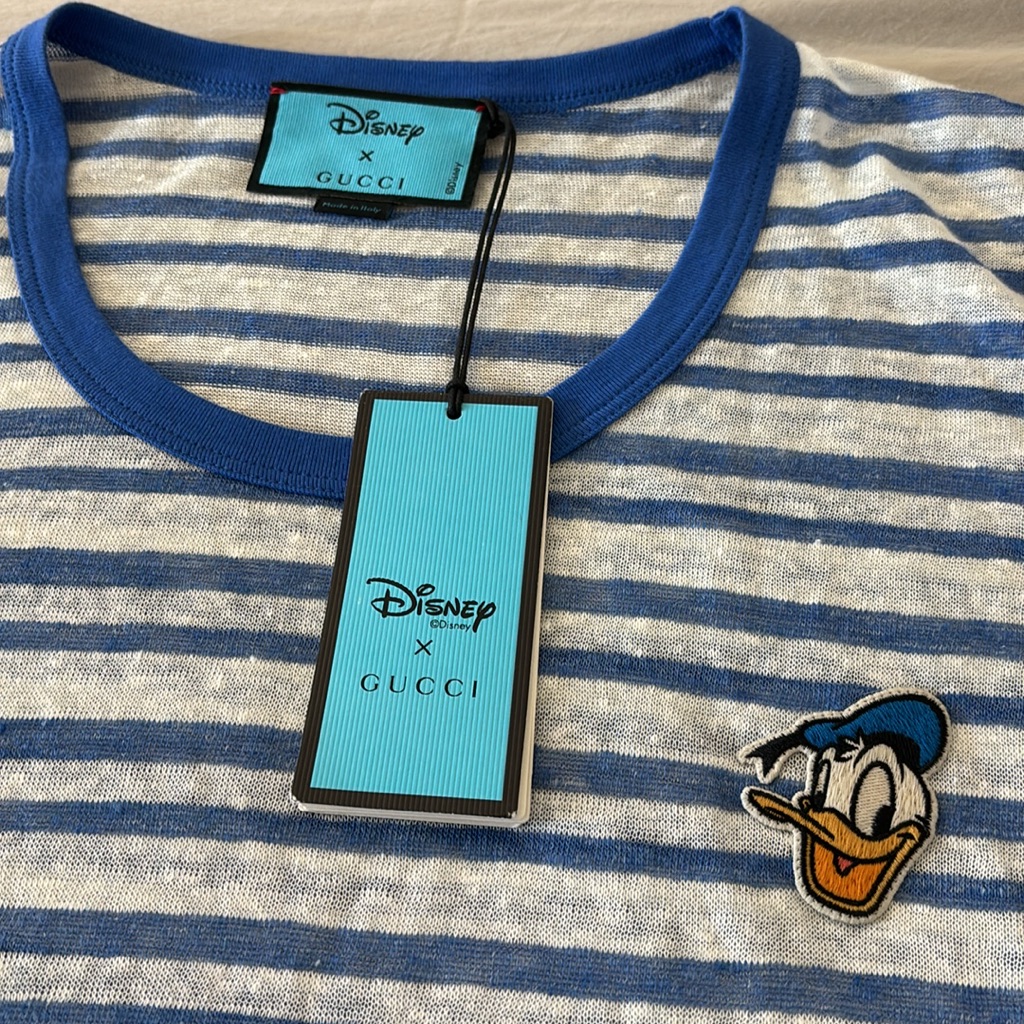 Gucci X Disney Donald Duck Nwt Blue And White Striped Xs T Shirt Top Tee